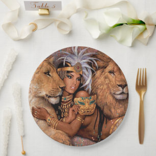 Assiettes En Carton Oreiller de la princesse égyptienne déesse Lion