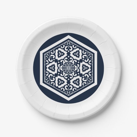 Assiettes En Carton Oriental Bleu Blanc Ottoman Tracery Art (Devant)