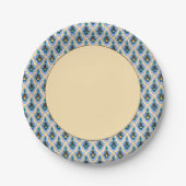 Assiettes En Carton Oriental Blue Jaune Marocain Arabe Tracery Art (Devant)