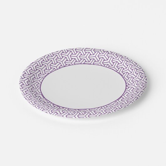 Assiettes En Carton Oriental violet blanc Ayame Japon Motif Bishamon (Angle)