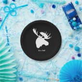 Assiettes En Carton orignal blanc contre arrière - plan noir (Fête)