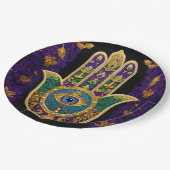 Assiettes En Carton Ornate Gold Troisième Oeil Hamsa (Angle)