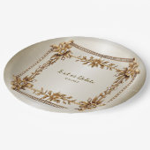 Assiettes En Carton Orné Or de la Partie Rectangle Fleurs Dimond brill (Angle)