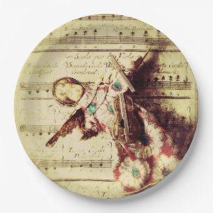 Assiettes En Carton Ornement d'ange vintage sur musique