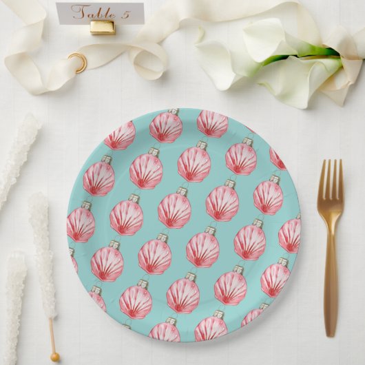 Assiettes En Carton Ornement Red Seashell (Mariage)