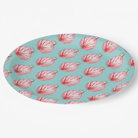 Assiettes En Carton Ornement Red Seashell (Angle)