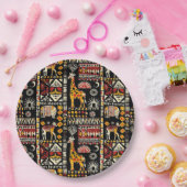 Assiettes En Carton Ornement traditionnel ethnique africain, patte tri (Fête)