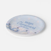 Assiettes En Carton Ornements blancs BLEUS personnalisés de JOYEUX (Angle)