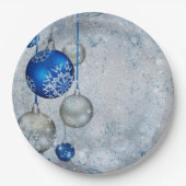 Assiettes En Carton Ornements bleu argenté (Devant)