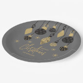 Assiettes En Carton Ornements de Noël chic sur gris (Angle)
