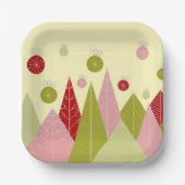 Assiettes En Carton Ornements de Noël et arbres (Recto)