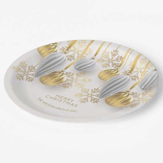 Assiettes En Carton Ornements de Noël or et argent (Angle)