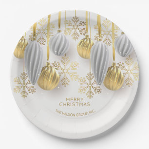Assiettes En Carton Ornements de Noël or et argent