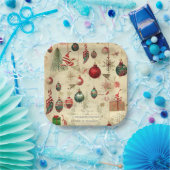 Assiettes En Carton Ornements de Noël Vintages rétro (Fête)