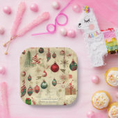 Assiettes En Carton Ornements de Noël Vintages rétro (Fête)