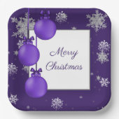 Assiettes En Carton Ornements de Noël violet Plaque en papier (Recto)
