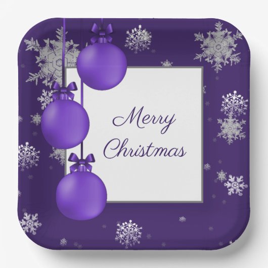 Assiettes En Carton Ornements de Noël violet Plaque en papier (Recto)