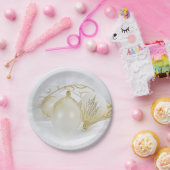 Assiettes En Carton Ornements de Parties scintillant or et blanc (Fête)