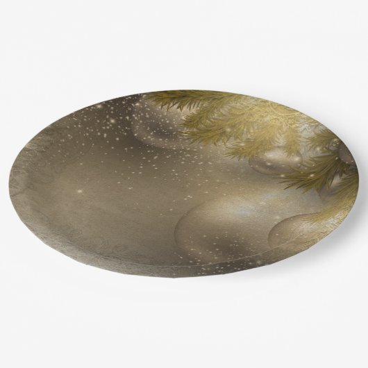 Assiettes En Carton Ornements en or argenté (Angle)