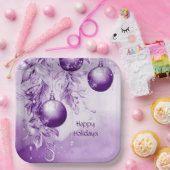 Assiettes En Carton Ornements violets Plaque en papier de Noël (Fête)