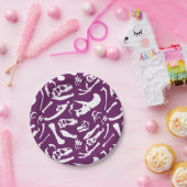 Assiettes En Carton Os de dinosaure (pourpres) (Fête)