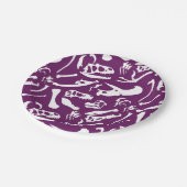 Assiettes En Carton Os de dinosaure (pourpres) (Angle)