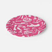 Assiettes En Carton Os de dinosaure (rose) (Angle)