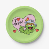 Assiettes En Carton Oscar "I Love Trash" Valentine (Devant)