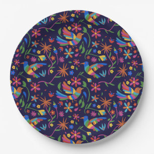 Assiettes En Carton Otomi Colorful Bird & Fleurs Motif mignon été