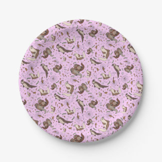 Assiettes En Carton Otter en rose