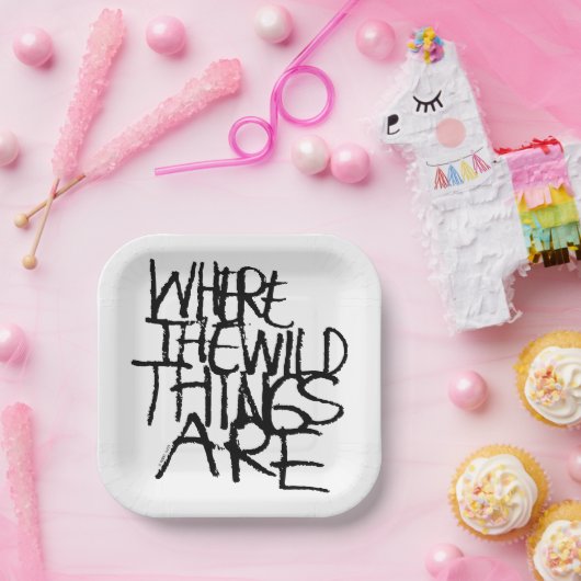 Assiettes En Carton Où sont les choses sauvages | manuscrit (Fête)