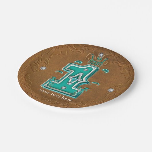 Assiettes En Carton Ouest Russe Cuir Brown Look & Diamants 1 Un (Angle)