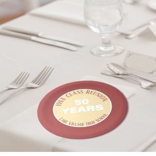 Assiettes En Carton OUI! Plaque spéciale 50ème classe de réunion