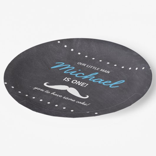 Assiettes En Carton Our Little Man is 1 Mustache have cake custom (Angle)