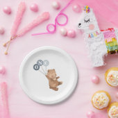 Assiettes En Carton Ours avec 3 Ballons Bleus 1er Anniversaire (Fête)