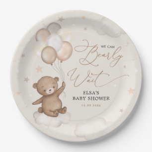 Assiettes En Carton Ours avec ballons Nuages Etoiles Ciel Baby shower