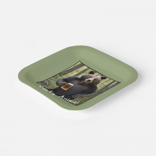Assiettes En Carton Ours avec bière d'anniversaire (Angulaire)