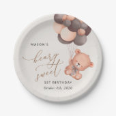 Assiettes En Carton Ours, Ballons Brown, Premier Anniversaire (Devant)