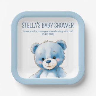 Assiettes En Carton Ours bleu bouffant