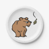 Assiettes En Carton Ours Brown avec chute de la feuille d'automne joli (Devant)