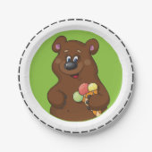 Assiettes En Carton Ours Brown Avec Crème Glaciaire (Devant)