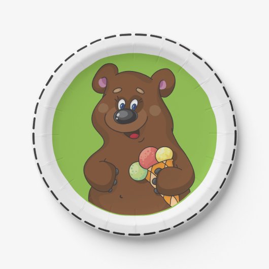 Assiettes En Carton Ours Brown Avec Crème Glaciaire (Devant)