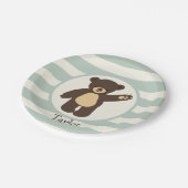 Assiettes En Carton Ours Brown Bois mignon; Grandes Vert Sage (Angle)