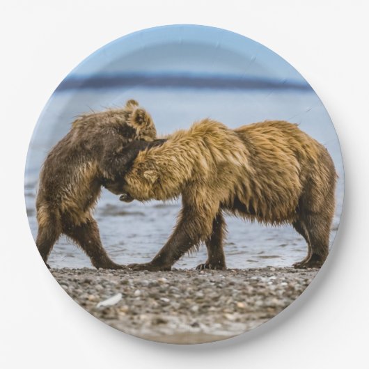 Assiettes En Carton Ours brun côtier (Devant)