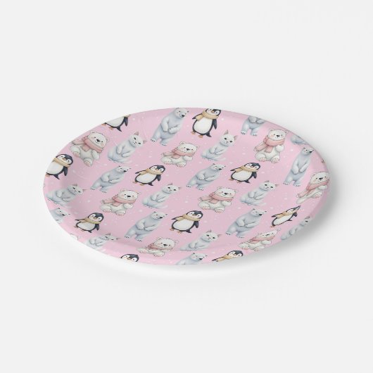 Assiettes En Carton Ours chat pingouin Plaques en papier Motif sans co (Angle)