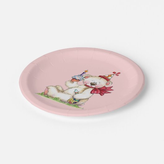 Assiettes En Carton Ours d'anniversaire (Angle)