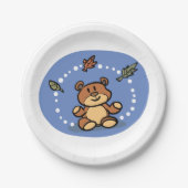 Assiettes En Carton Ours d'automne avec Feuilles en chute (Devant)