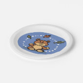 Assiettes En Carton Ours d'automne avec Feuilles en chute (Angle)