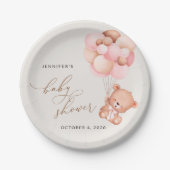 Assiettes En Carton Ours De Bébé, Ours En Teddy, Ballons Roses, Baby s (Devant)