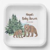 Assiettes En Carton Ours de bois Baby shower d'aquarelle neutre (Recto)